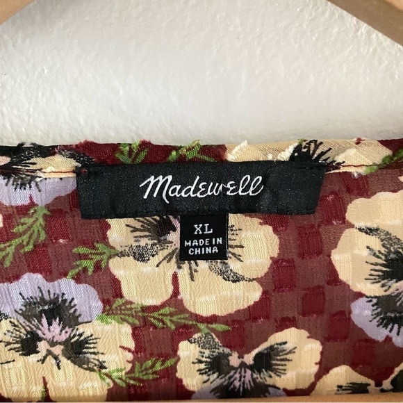 Madewell Floral Blouse in Burgundy and Cream - Picture 5 of 12